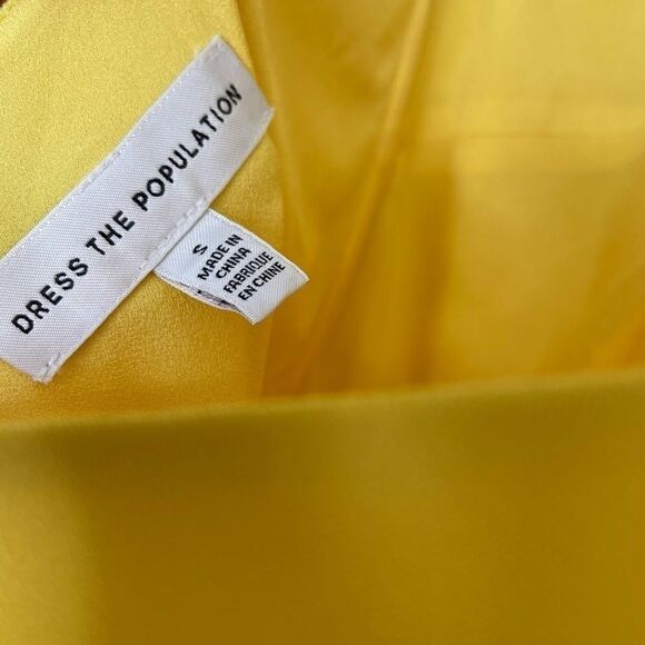 DRESS the Population Tie Back Halter Shiloh Gown Yellow S - Picture 5 of 6